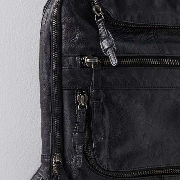 Free People East End Leather Backpack in True Black - Picture 3 of 7